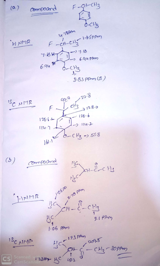 (a) compound F-CH-CH3 Ocib 4. T8pim .1.65ppm HNMR F-CH-CHY T. BUT 6. Quram 6.90* OCH₂ 3.83 ppm () 92.7 122.8 SC AMR I ciz 128