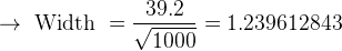 39.2 → Width = V1000 = 1.239612843
