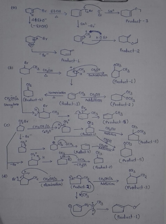 (9) grao Del BY ELOH oteto (-&+0H) Product 3 ISNt_Bi Product-2 By Product L (b) CH3 CH₂ CH3 CH₃OH H substitution CH₃ u (Prod