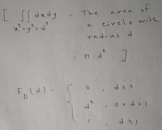 [ SS dudy The area of 2. circle with 2 n d radius r. d² . il 0 da L d) 2 d? Ioada d > 1