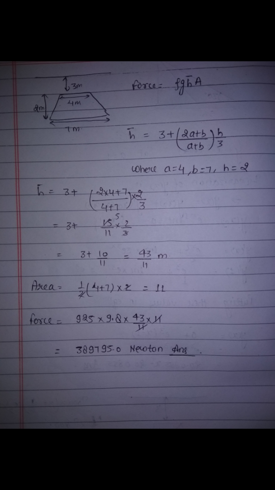 63m force fgha um TY h = 3+/Qatbih arb 3 where a=4, b=7, h=2 h = 3+ (2x4+7 x 2 ( 447 3 - 3+ y 2 3+ lo u 11 Area 1 14+7) x2 =
