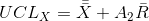 UCL_{X}=\bar{\bar{X}}+A_{2}\bar{R}
