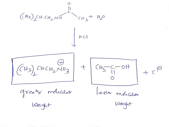 (CH3)CH CH, NH CHat H₂o -С H₂NH3 1 + 1 CH2-C-OH tclo greaty molecular lesser molecular Weight Weight