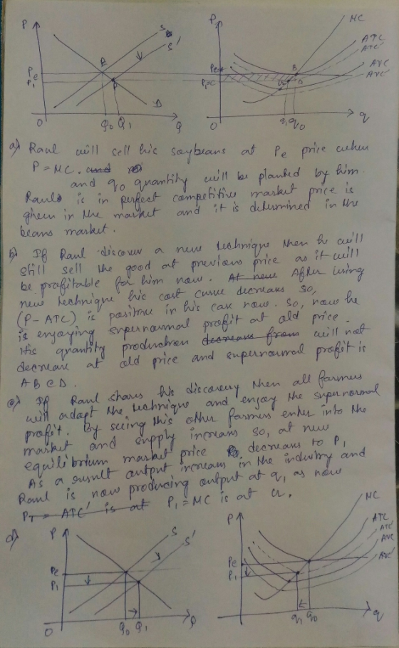 MC 4 A7 ATC AVC Pett PEC as Raul will sell his soybeans at P=Mc, and Pe price a when e and go quantity will be planted by him