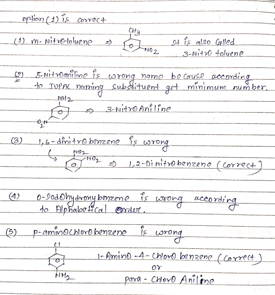 CH3 02.09 -NO2 5-nitrooniline is a substituent get minimum number. option ( 1) is correct (1) m-Nitro-toluene It is also call