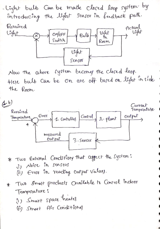 - light bulb Can be made closed loop system by introducing the light sensor in feedback patk. Reruired Cight light Actual lig