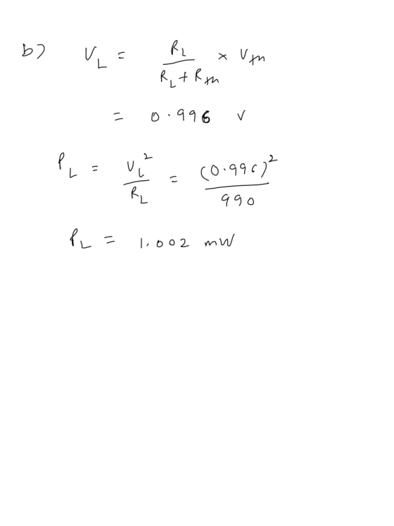 b) v= R xum к, + PLEVE 10.9957 990 fL = 1.002 mW