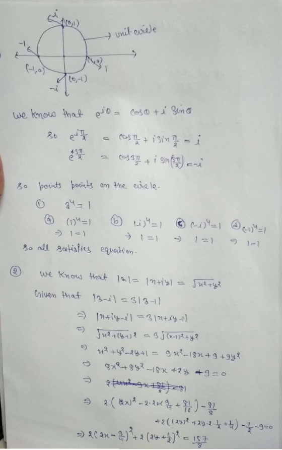 e pro uniterele 10,-1) We know that evo= coso té since so eytt As a a costat isin? - i = cos 311 + i sin 8th) ani so points p