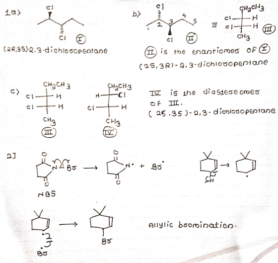 CH2CH3 Chap le 31-H (MI) (26,35)2.9-dichiocopentane - ) - II. is the enantiomers of a (25,3R)-2,3-dichiogopestane Hall C) cit
