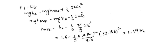 El Ef mgha = mghmanet & I wc? nghmor = ng halwe hman = ha- / 2 we - 1.6- ** (0.14.) (32.186)+ - 1.19m