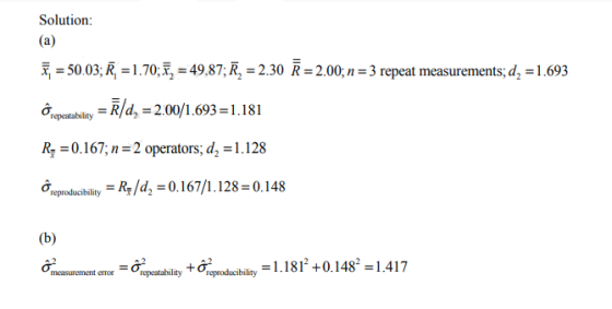 Solution: ,5003, R-1.70,,-49.87, R, -2.30 R -2.00, 3repeat measurements; d,-1.693 wvatabiliRd 2.00/1.693 1.181 R0.167,n 2 ope