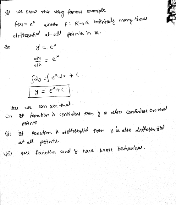 times we know thee verry famous example f(x1=e f: RJR Infinitely mang differential at all points in R. where 80 y = ex dy d