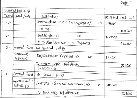 Page 3 Gebit in $ coedit in $ 1176000 4d. DN 11176000 9720000 9720000 Journal Enteries | Trans fund /GA Particulars constouct