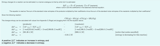 Entropy changes for a reaction can be estimated in a manner analogous to that by which A His estimated: A Sºren = nS (product