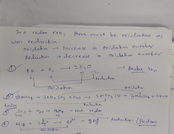 +1 -2 In a redox ran, there must be oxidation well reduction as oxidation - Increase in oxidation number Reduction is decreas