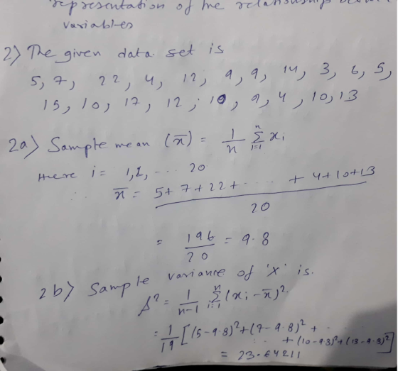 2) The given data set is 5, 9 1 2 Σχ Here LL2 2 0 , 12 h-l