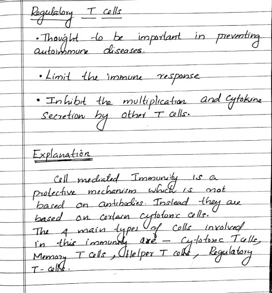 Regulatory • Thought autoissmune I cells to be important diseases. in preventing • Limit the immune response · Inhibit the mu