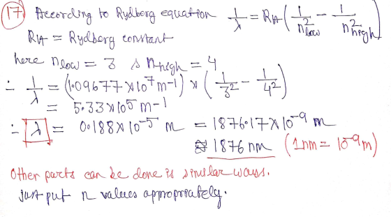 frecording to Rydlberg equatton Rt = Rydborg constant +-R ReA hore neow - (09677lo m1) 5.33o m- O0188A (0 M 16- m) AnM = 86 n