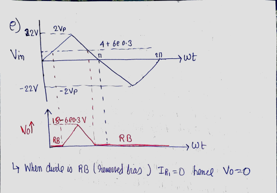 e) azut 2VP 4 + 60 0.3 Vin n 20 > Wt - 22V -2VP 118-6 18-6203 V No RB RB o wt 4 When dude is RB (reversed bas ) IR,=0 hemel