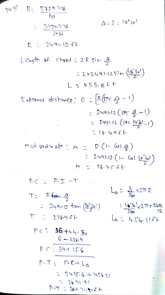 5774.5.7 2 30 2 24112C Length of chud. 2 R sin : 2x2491-120% (03 L455. gct 249|-12 (sec -) 2. : 2491.12(). Cus le.ly, 360 24