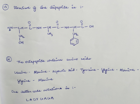 ③ structure of the tripeptide is a Structur CH₂ I 50 The octapeptide contains amino acids Leucine - Alanine - Aspartic And Ty