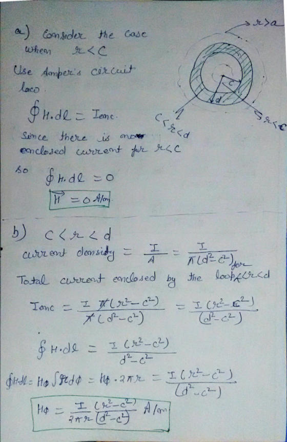 Use Amperis corcait laco ぐ Simce there is ane 욘 So Total current enclosed by the loctk0Ld 多H.de 1(.x3-cb) こ