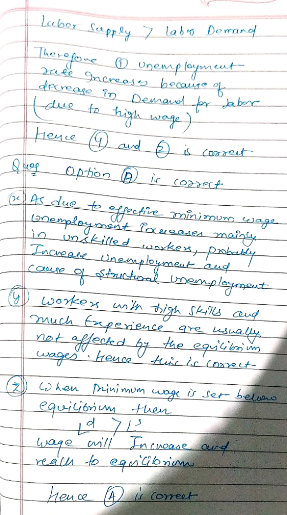 abor Supply 7 labo Demand The refone ② unemployment sale Increases because of decrease in Demand for Jabar | due to high wage