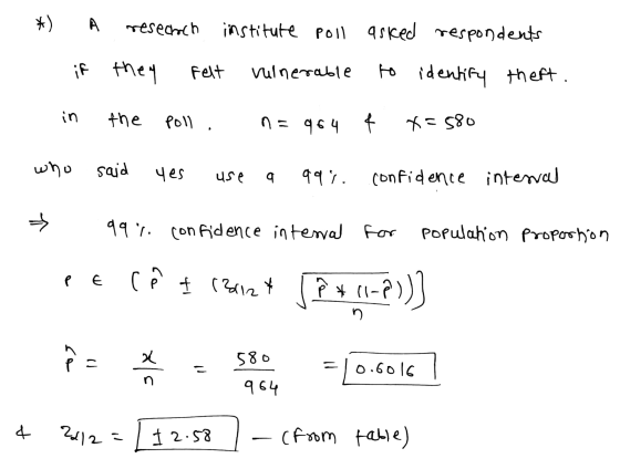 * A research institute poll they felt vulnerable asked respondents to identify thert. if - in the poll. n=964 4 x=580 who sai