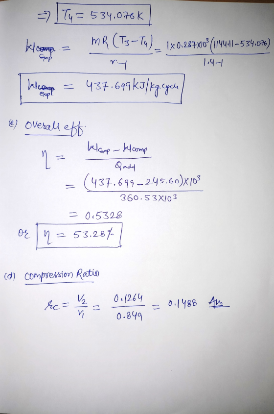 => 1Ty = 534,076k kle kelement z MR (T3-Ty) 1x0,287X10% (1144.1/-534.07) 104-1 Exp I hear = 437.699 kJ/kg you (e) overall eff
