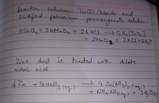 Deachin bethuean Tin) Chleride and aaidifed patasiner penmanjanats 5 Sna,t 2kMnO4 t 26 HC SHSna + 2Mnla + 2kl+RHD dust is tre
