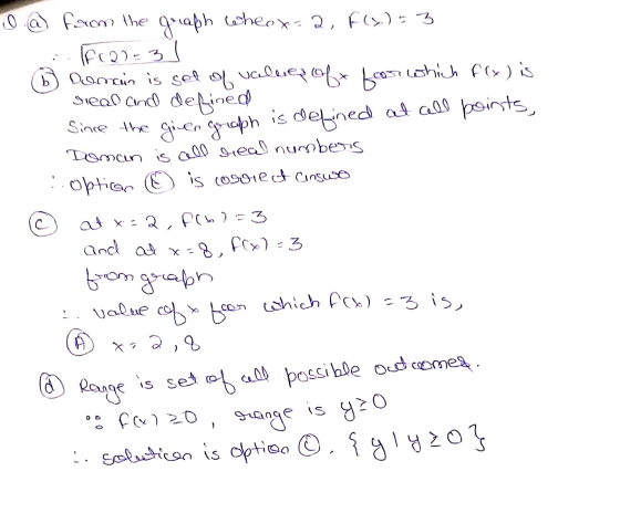 0 b from the graph wheex=2, f(x) = 3 fal=31 Domain is set of values of for which f(x) is siedl and defined at all points, Sin