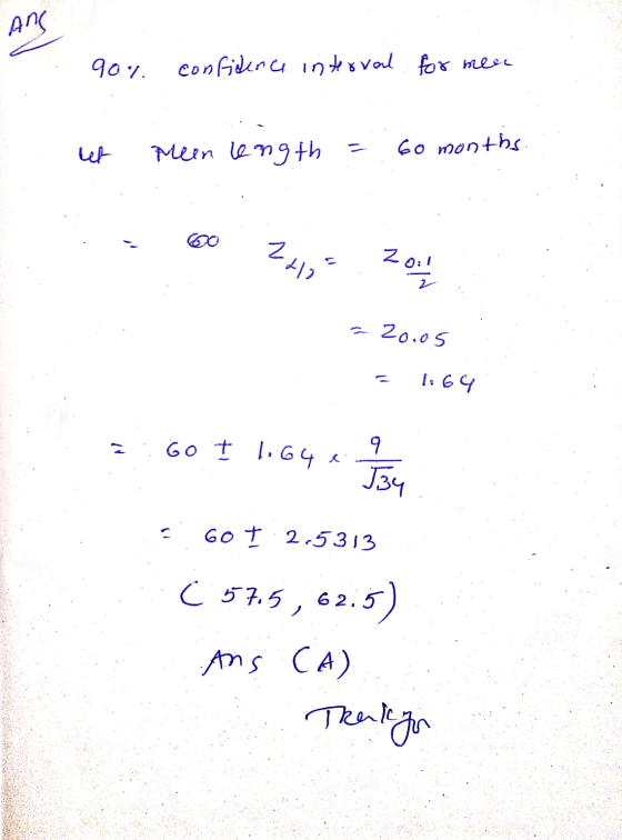 Ang 902 confidence interval for men Meen length to months 2012 Zo. - 20.05 1:64 Go I 1.64 e 9 J34 GO+ 2.5313 C 57.5, 62.5) An