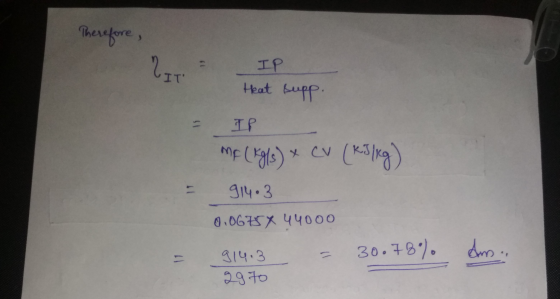 Therefore, IT IP IT Heat supp IP MF (Kgls) & cv (kJ/kg) 914.3 0.0675X 44000 Am. 30.789). 11 - 914.3 2970