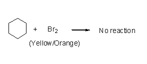 + Br2 - No reaction (Yellow/Orange)