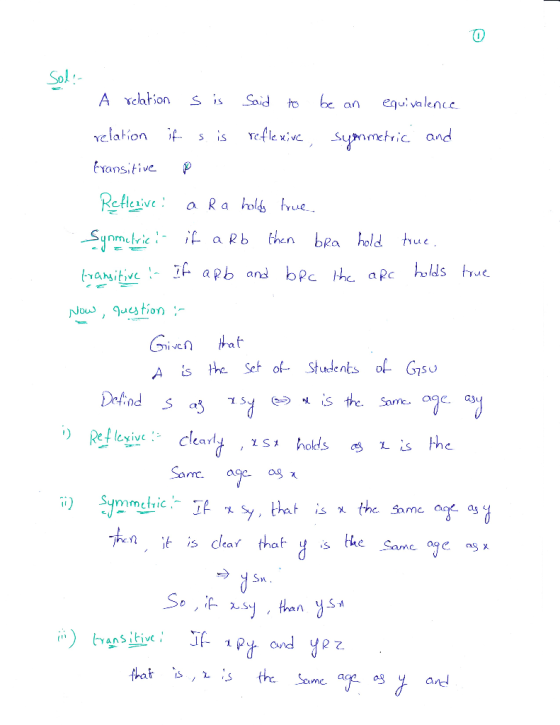 Sol claon S s ㄚ·lation ;f- sis reflex,vc -symmetric, and Fxansitive ow guestion Grive at A s the e Students Gsu Sm age. a mmt