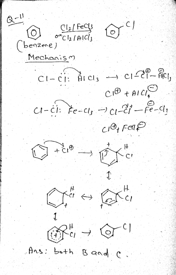1 O Clzl Fecs vc ore CIZI AICI: (benzene) - Mechanism Cl-cgici; -3.01-28.dici, Ci@ + AICI al-ci. Je-cls - u-et- fecha Ci@trau