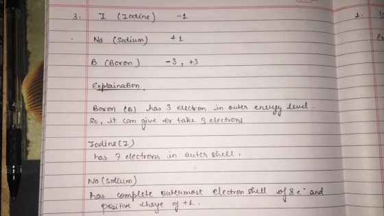octine 3. -1 T (Sedium) Na -3, +3 B CBoren) 2 Expiainaton Leved has 3 electrenin euter eny Bosen ) Or take 3 electrons So, it