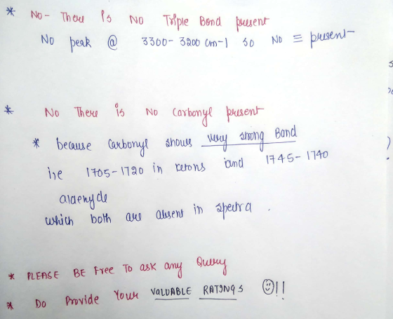 No Theu Txipe Bond pusent NO No peak 3300- 3200 Cn- pusen NDE 0 Thexa No 16 No Cavbony aent adrng Bond aund * beause abonu sh