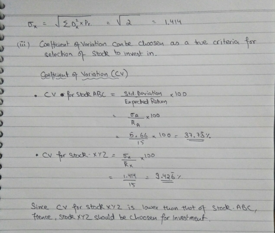 20xPr 1,५ा५ a true criteri tar (ii) Coeticient 6 Voriation Con be clhoosen as selechon Stack to invest in Coefcient s Voriaho
