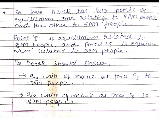 So here Derek has two points of equilibrium one relating to 8pm people and the other to 5pm people. Point is is eauilibrium r