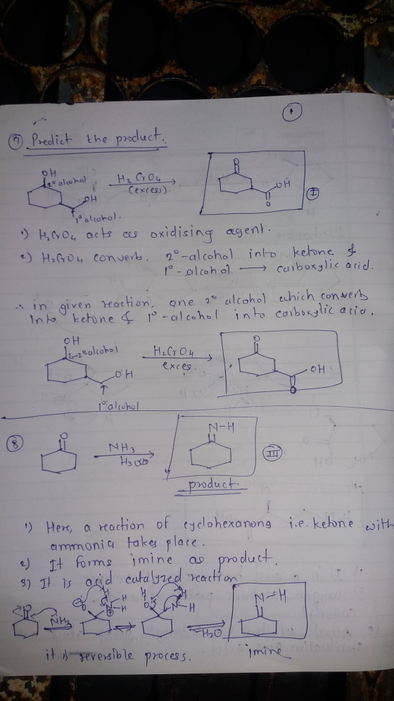 ① Predict the product. 20 alwhol OH ho alwhol H₂ Grou [ 그 매 to alcohol. H₂Crou acts ces oxidising agent o t 2) H₂ Gon conve