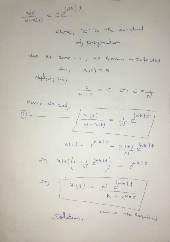 (NR)t N-RIX) cin Tre ctent where Enterrtion time = o No Perra i n fe cted Nas At So Mlo)=o Hence, we (Nk) N-Mit NR) + N e ()