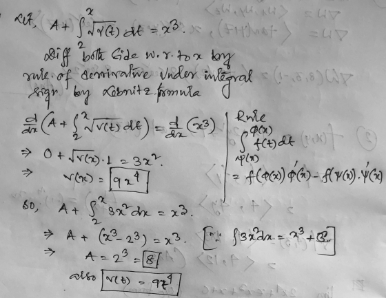 We then all sur Ret, A+ Jr (t) at = x3.8 c (forhot) =uX Diff both side wor.tox by sure of desirative under integral (ridis) W