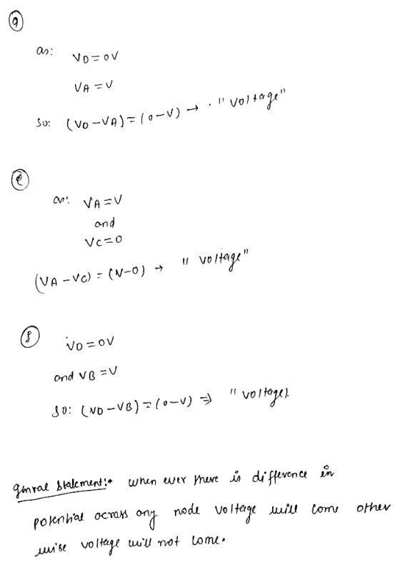 V=OV VA = V Voltag Su: (Vp-VA)=10 O-VA)=10V) ani VAEV and Vc=0 voltage (VA-VC) = (N-0) + VO=OV ond VBV voltage). JU: (ND