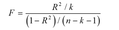F =- R? / k (1– R?)/(n-k-1)