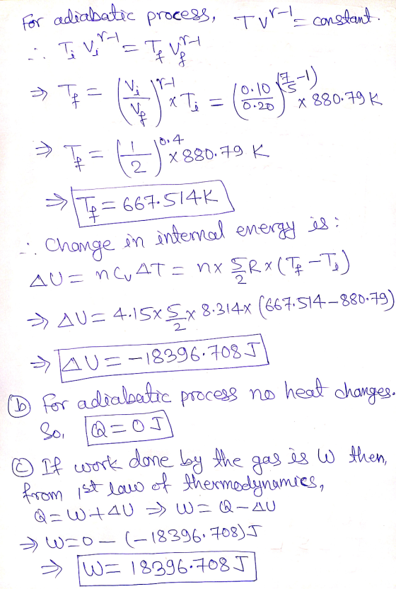 r-l process, Tur constant For adiabatic ... Tv =To Te ug f Vi IN To a 3-D f x Ti 0.10 ..20 x 880.79 K لا * T = ( 2 ) 0, 4 x 8
