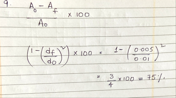 9. Ą - A f X 100 Ao | - df 1- 0.005 x 100 Z do N 3 X100 = 75 57 4
