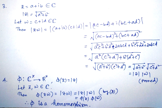 3. zzatib EC 12l = Ja²76 Let w=ctid EC Then I zwl=1 Carib) (etid) = lac-bd) ti(betad) I = √(ac-band) 7 (bet ad)? - Mãe 16de z