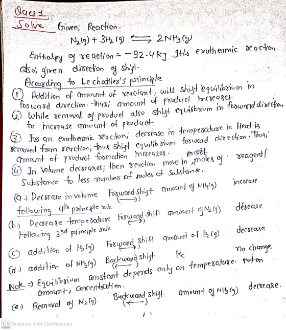 laes 1 also given نم mast Solve Given; Reaction. N2(g) + 3 112 19 2NH₃(g) Enthalpy oy reaction - -92-4 kJ ghs exothermic de