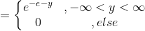 =\left\{\begin{matrix} e^{-e} ^{-y}& , -\infty <y<\infty \\ 0&,else \end{matrix}\right.